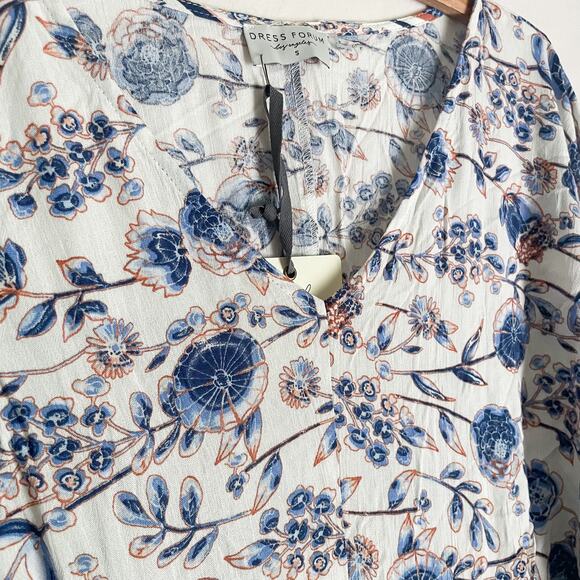 NWT Dress Forum Floral White,Blue,Rust Maxi Dress. Size Small.Side Open Splits. - Picture 3 of 9
